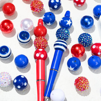 Patriotic Rhinestone Ball Beads