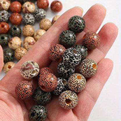 30pcs 16mm Mixed Pattern Wooden Beads