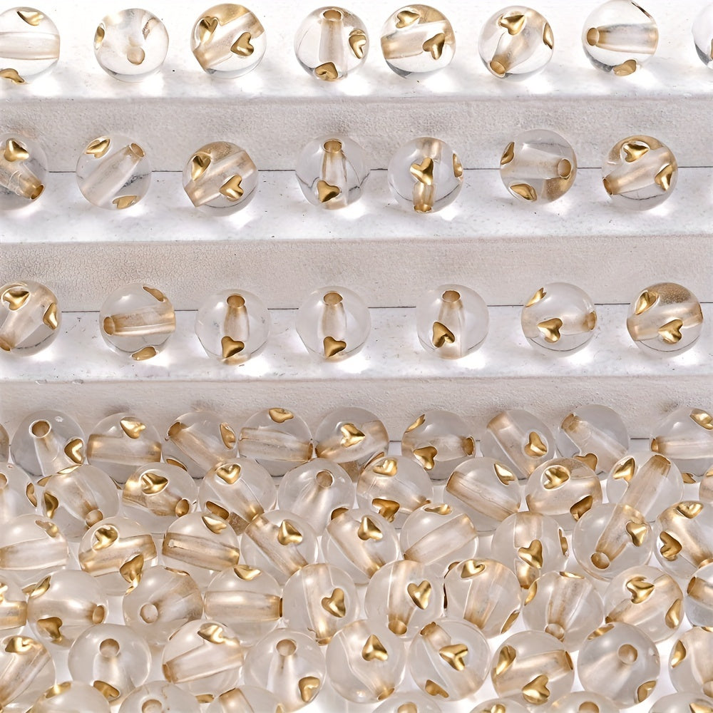 Gold Heart Acrylic Beads