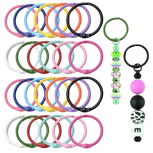 24/50PCS Multicolor Round Keychain Buckle Set