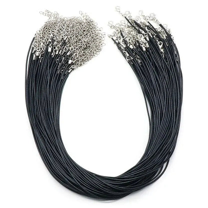 200-Piece Black Leather Jewelry Cord with Clasps