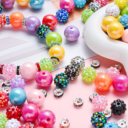 Colorful Resin and Rhinestone Spacer Bead Set