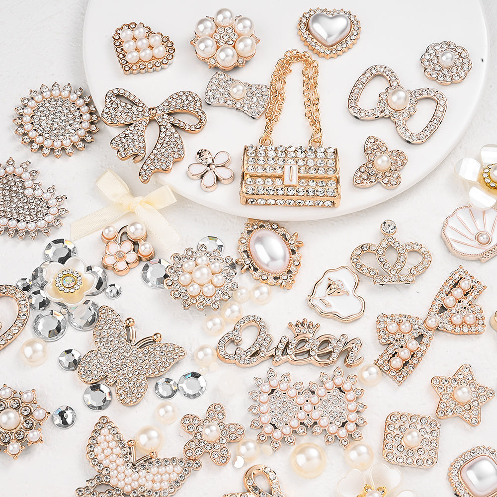Mixed Pink Rhinestone Flatback Embellishment Set