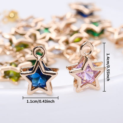 Rhinestone Star Copper Charms