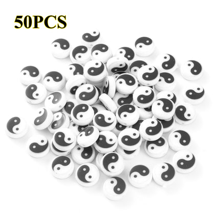 50/150pcs Yin-Yang Acrylic Beads