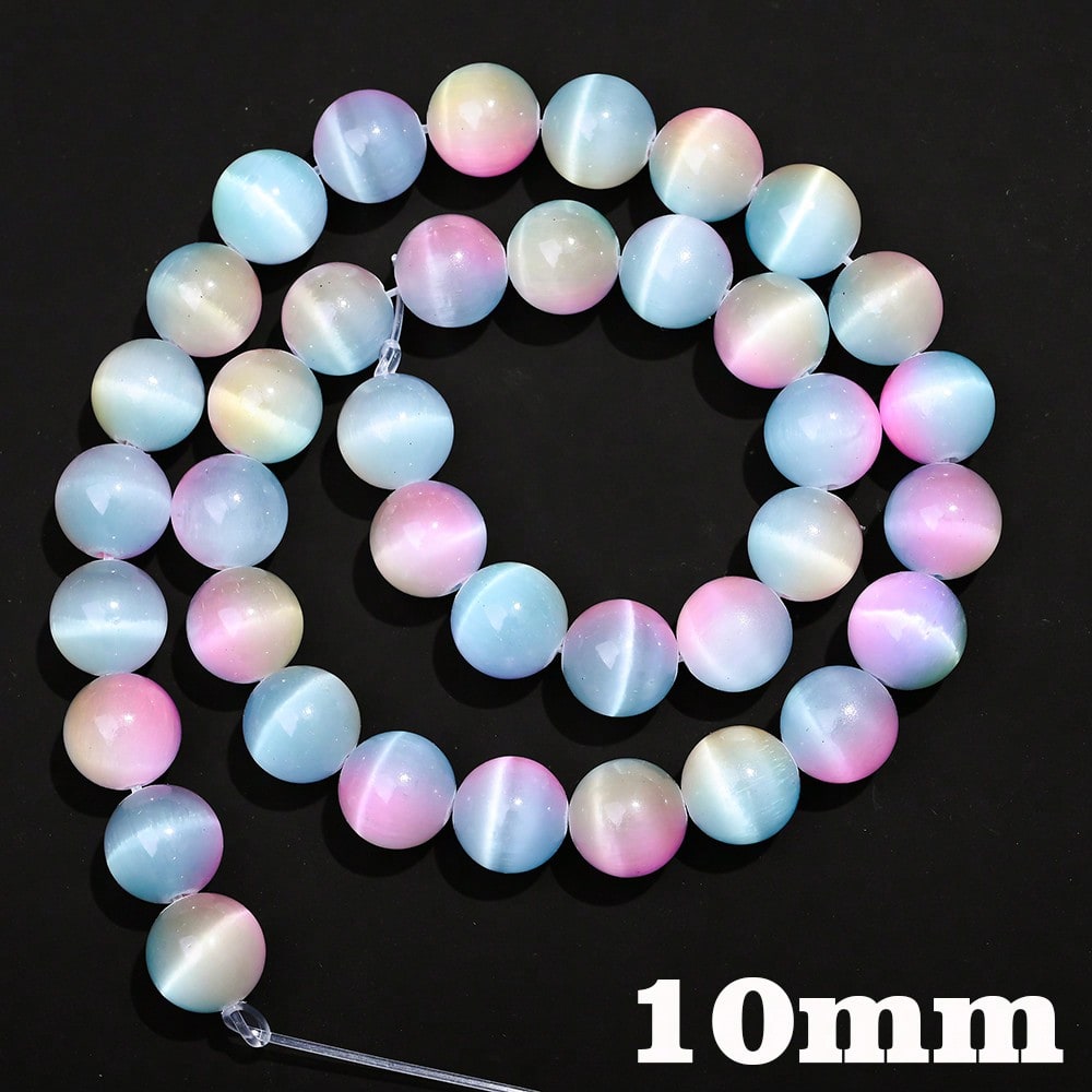 1 Strand 6/8/10mm Three Color Cat Eye Stone Beads