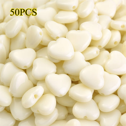 50pcs 12x11mm Heart-Shaped Acrylic Beads