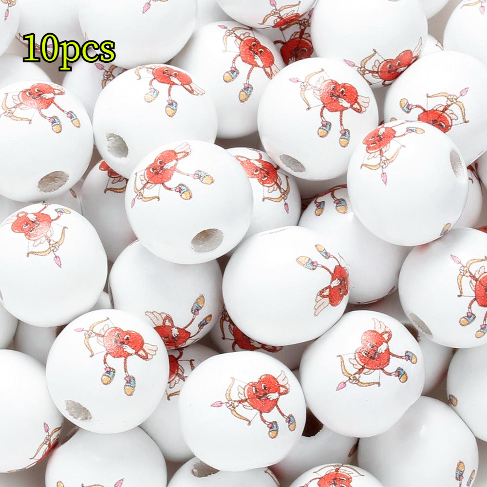 Valentine’s Day Printed Wooden Beads