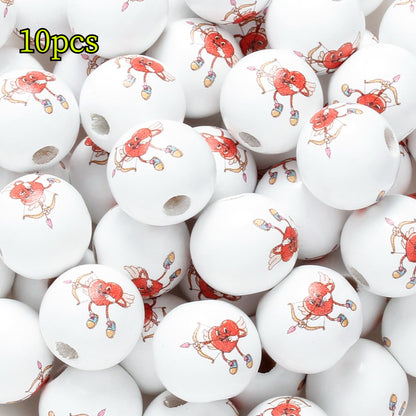 Valentine’s Day Printed Wooden Beads
