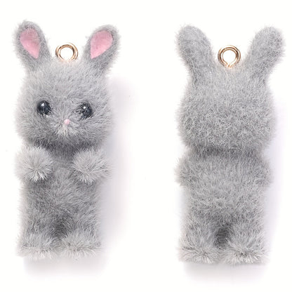 2PCS Plush Rabbit Cartoon Resin Pendant Set