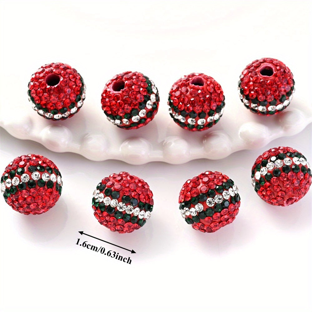 10pcs 16mm Christmas Rhinestone Acrylic Beads