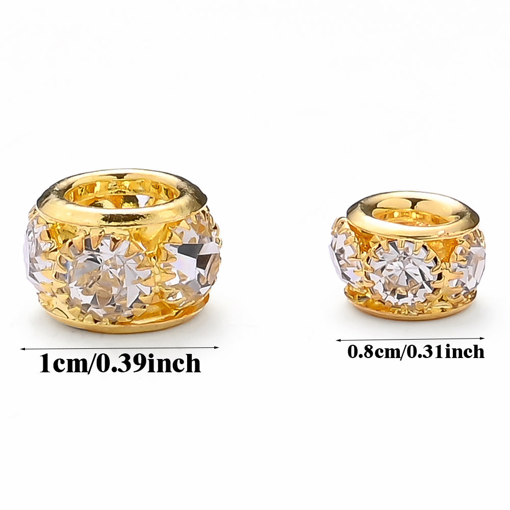 10pcs AB-Coated Large Hole Rhinestone Metal Spacer Beads