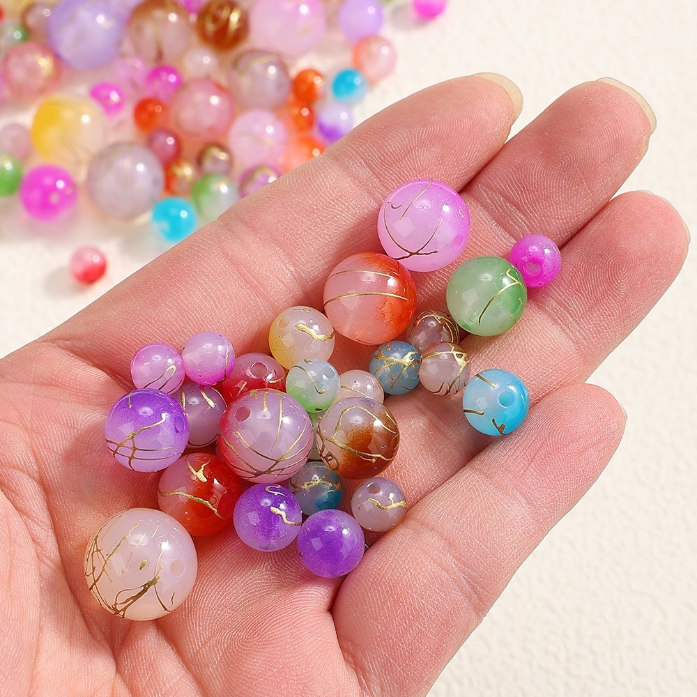 8-16 mm Multicolor Two-Tone Gold-Thread Acrylic Beads