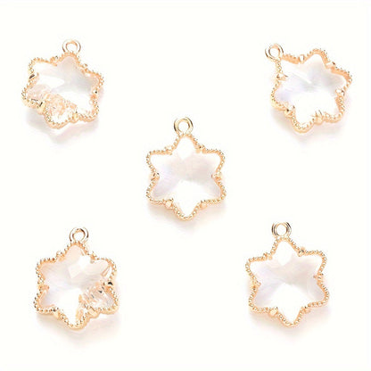 5PCS 13×16mm Faceted Ice Flower Glass Pendant Set