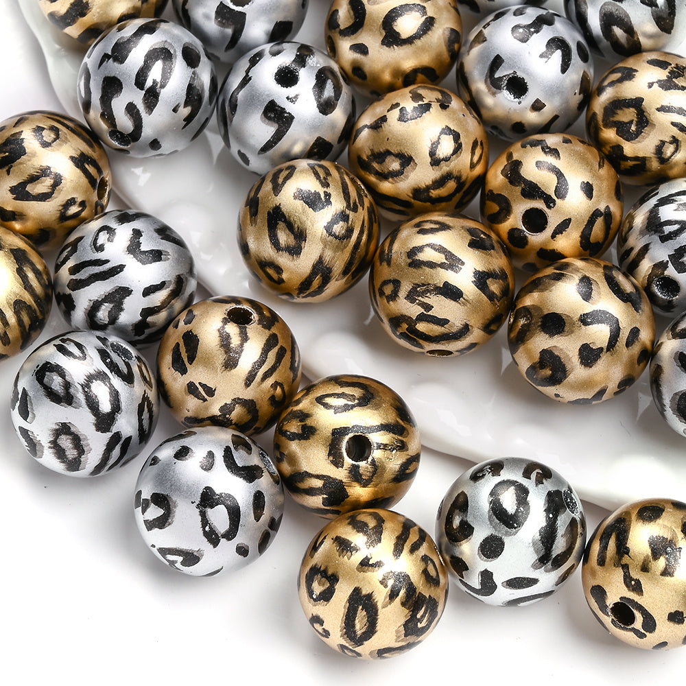 10pcs/lot 16mm Random Leopard Print Acrylic Beads