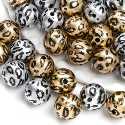 10pcs/lot 16mm Random Leopard Print Acrylic Beads