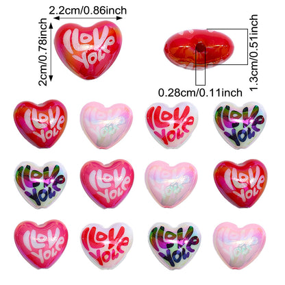 10pcs 20x22mm AB Color Heart Acrylic Beads