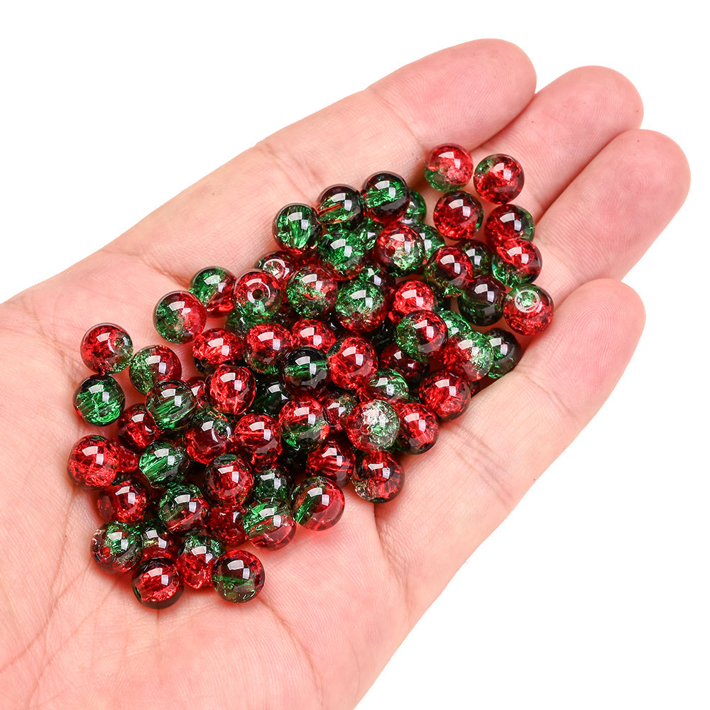 Red Green Gradient Crystal Round Beads