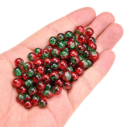 Red Green Gradient Crystal Round Beads