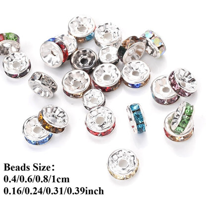 50pcs 4/6/8/10mm Rhinestone Alloy Spacer Beads