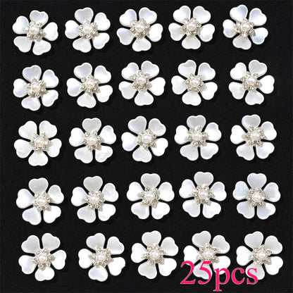 25-Piece Sparkling Rhinestone Flower Flatback Beads