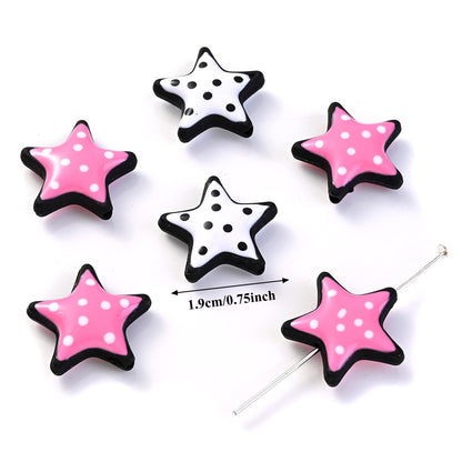 5pcs 19mm Star-Shaped Acrylic Beads