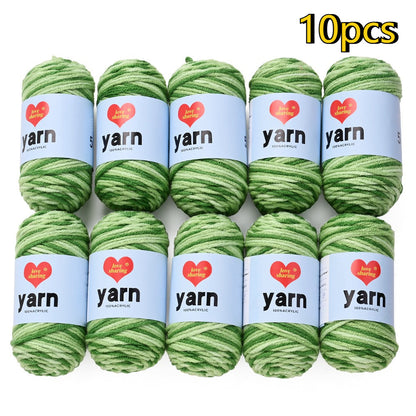 10PCS 10×4cm Rainbow Gradient Polyester Knitting Yarn