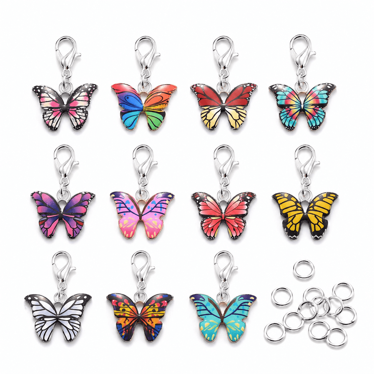 Butterfly Pendant Lobster Keychain Set