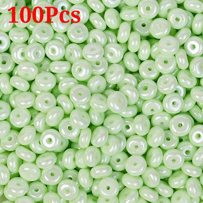 Macaron Flat Round Glass Spacer Beads