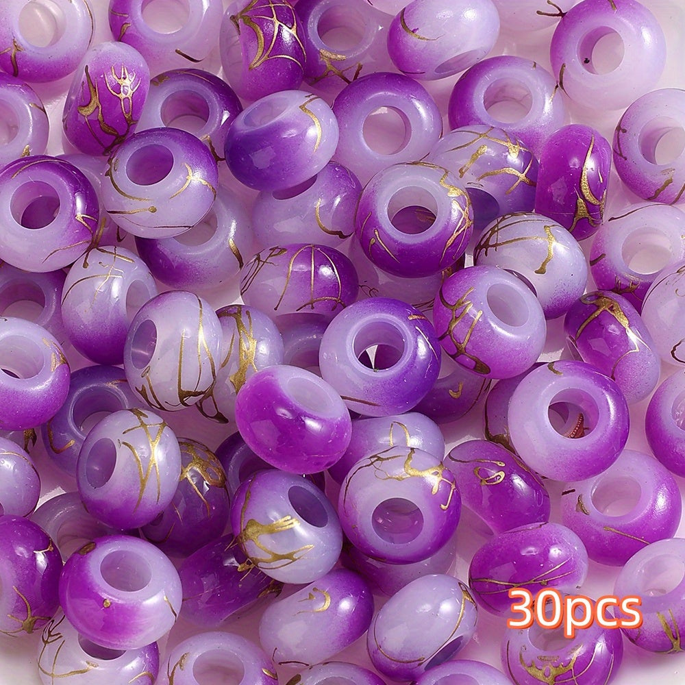 30pcs 9x14mm Golden Wire Acrylic Large Hole Beads