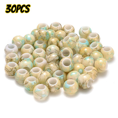 30pcs 10x8mm Multicolor Round Acrylic Dotted Beads