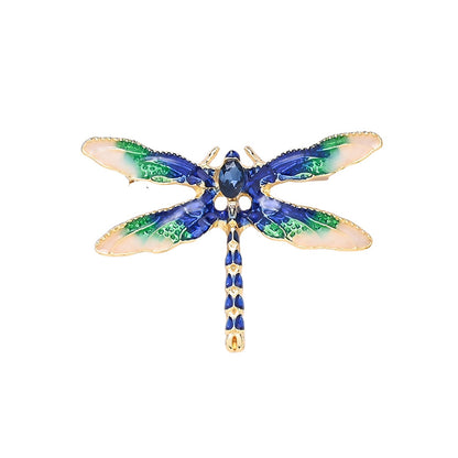 1-Piece Rhinestone Peacock & Enamel Dragonfly Brooch