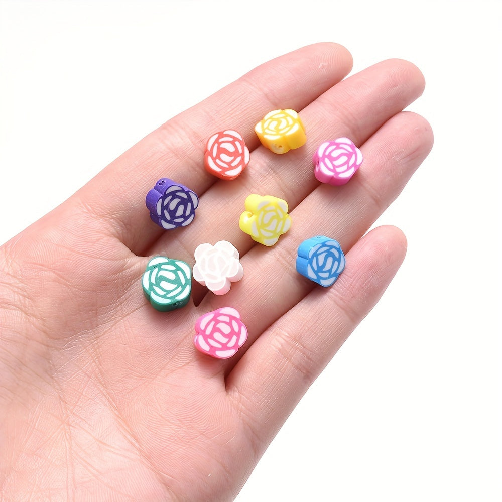 Mixed Rose Polymer Clay Spacer Beads