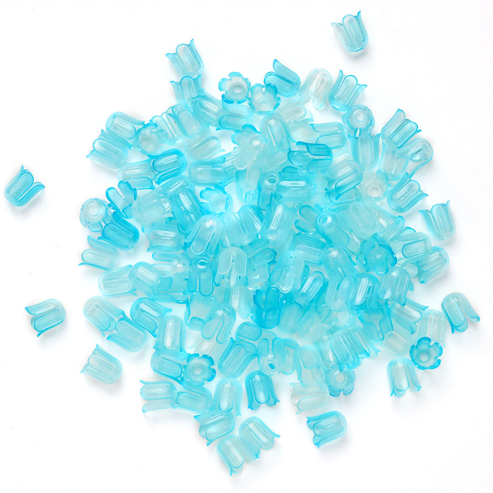 2026 New Arrival 10×11mm Gradient Flower Acrylic Bead Caps