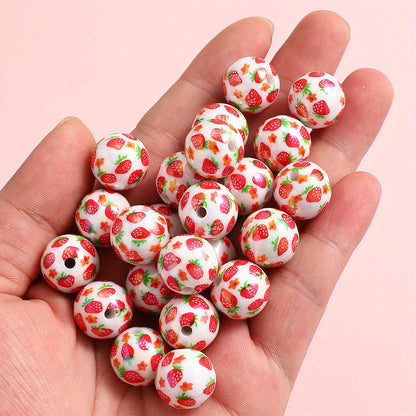 4/10pcs 16mm Pink Strawberry Resin Beads