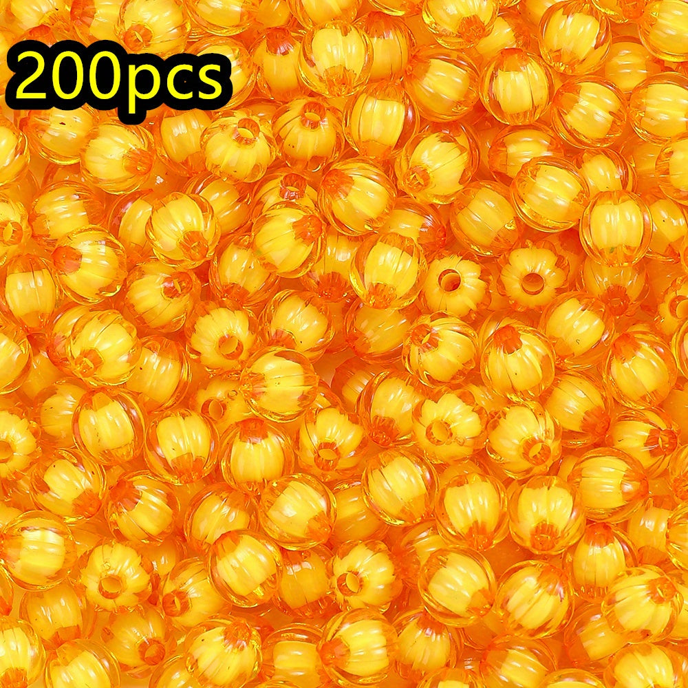 100/200pcs 8/10mm Transparent Inner Color Pumpkin Acrylic Beads