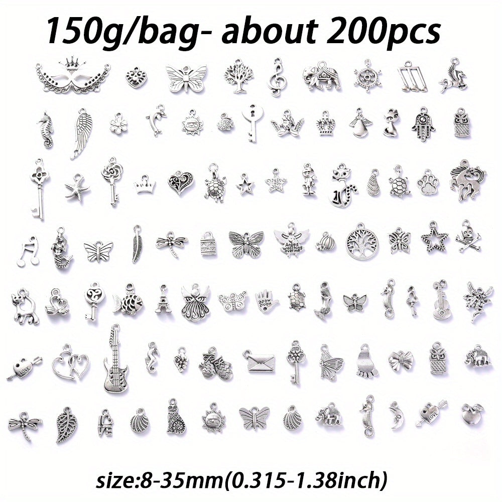 150 g Mixed Silver Charms Set