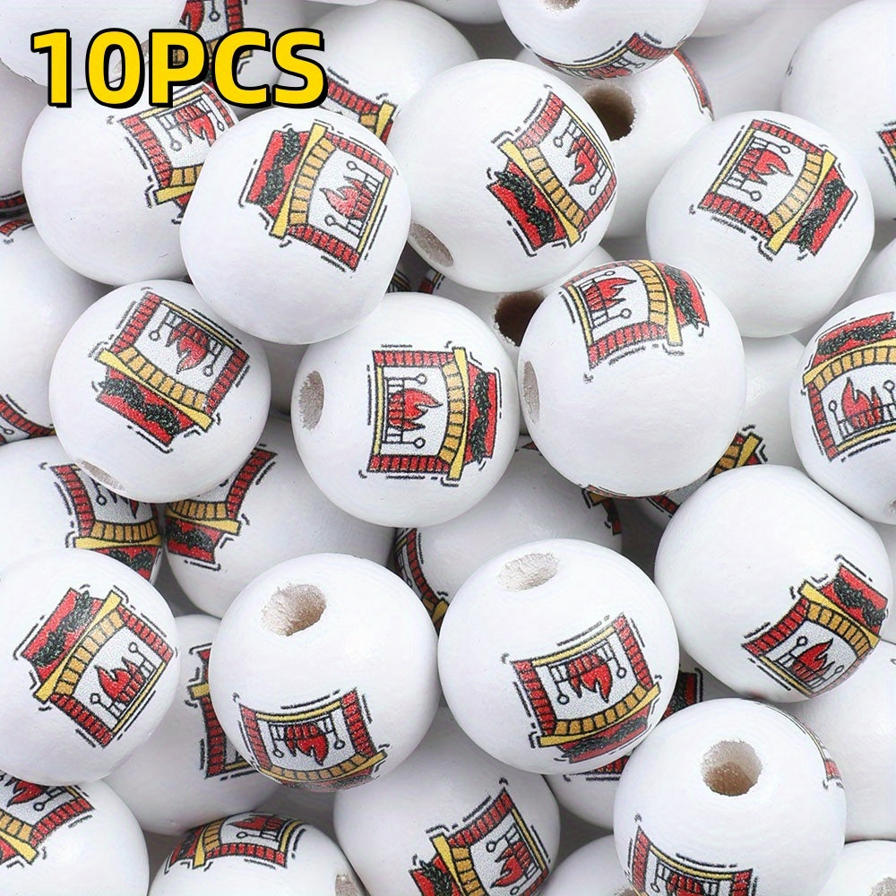 10pcs/set 16mm Christmas Wooden Beads