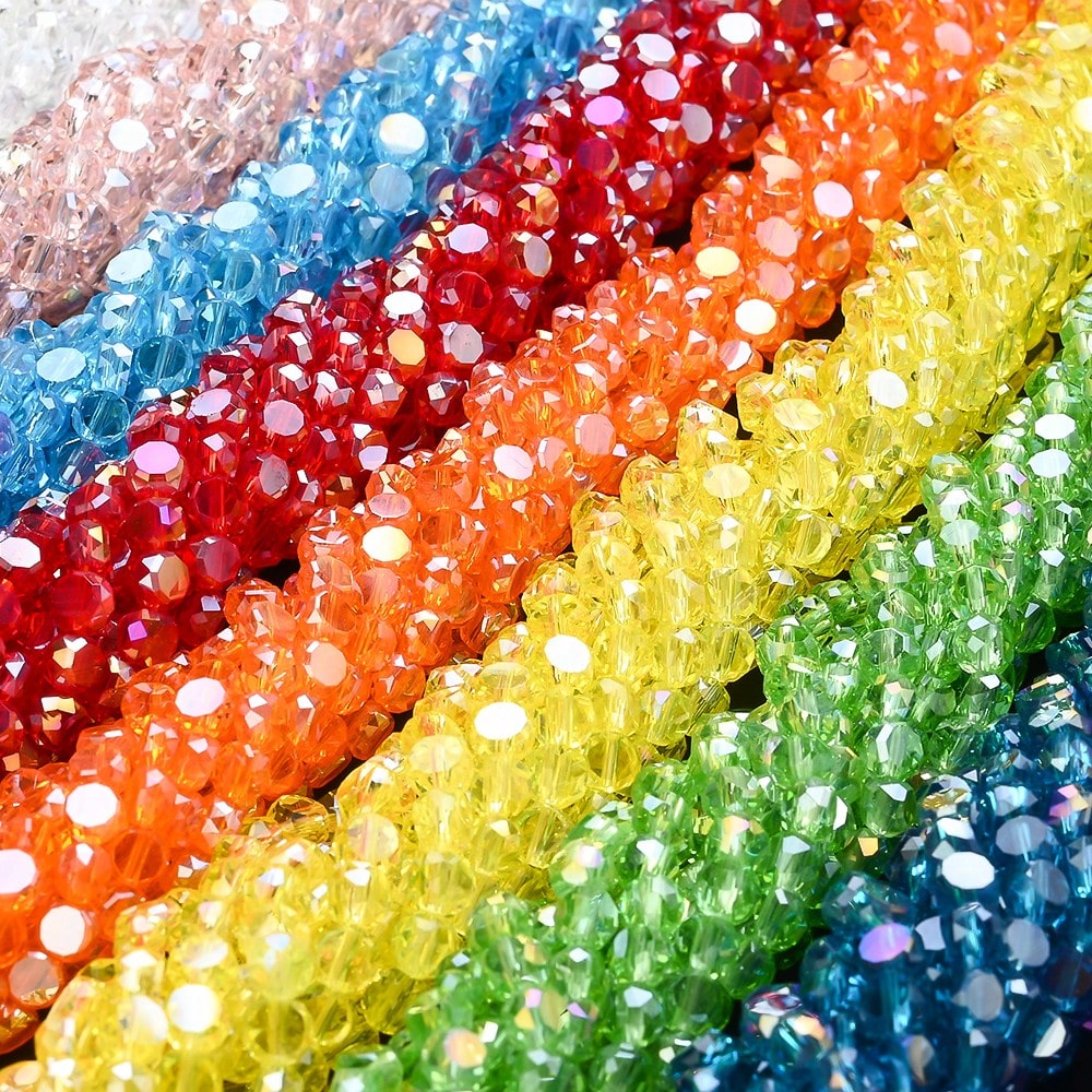 Multicolor AB Faceted Glass Beads