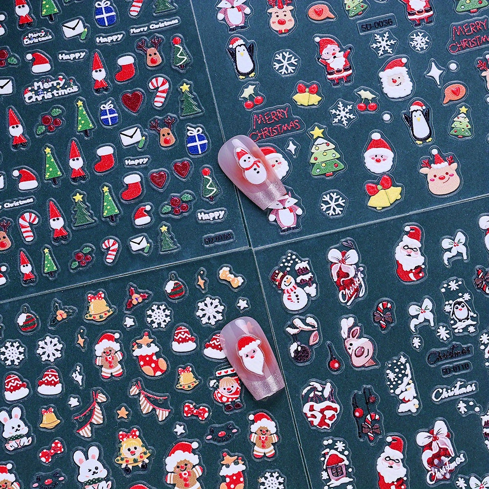 Christmas 5D Relief Nail Art Stickers