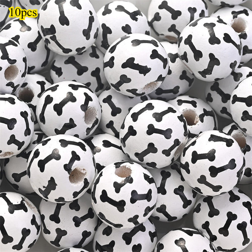 Dog-Themed Wooden Beads