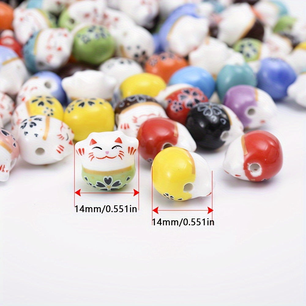 Mixed Lucky Cat Ceramic Beads