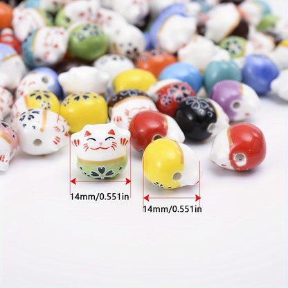 Mixed Lucky Cat Ceramic Beads