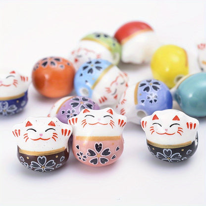 Mixed Lucky Cat Ceramic Beads