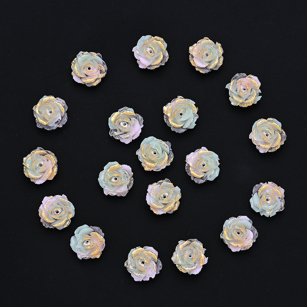Gradient Resin Camellia Spacer Beads