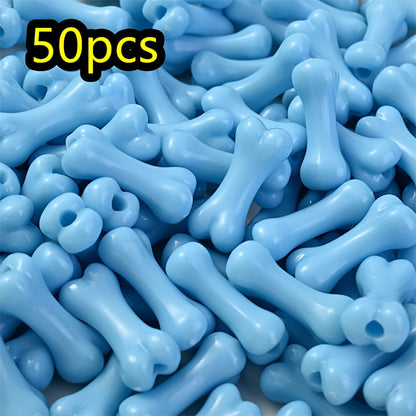 50pcs/set 9x20mm Colorful Bone-Shaped Acrylic Beads
