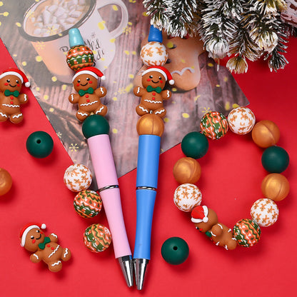 Christmas 3D Gingerbread Man Silicone Beads Set