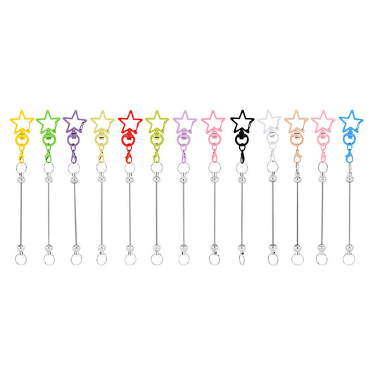 12PCS Star Lobster Clasp Beaded Keychain Set