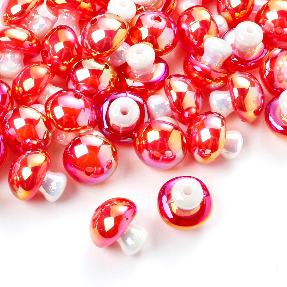 Red Mushroom Acrylic Beads