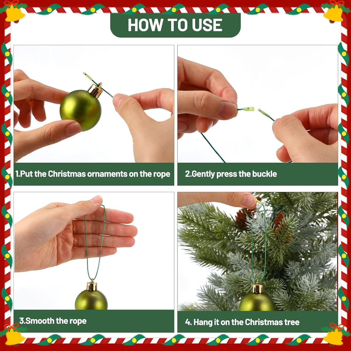 100PCS 20cm Christmas Ornament Hanging Cord Set